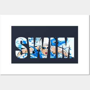 Swim like a girl swimming aquatic blue Swimming Sport Gift Posters and Art